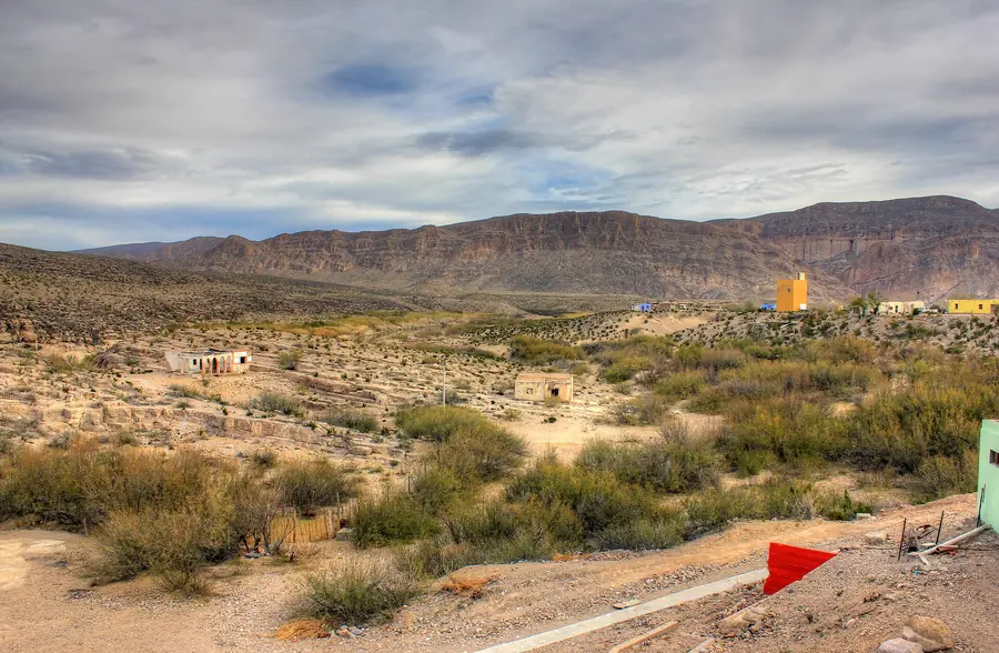 The town and canyon landscape